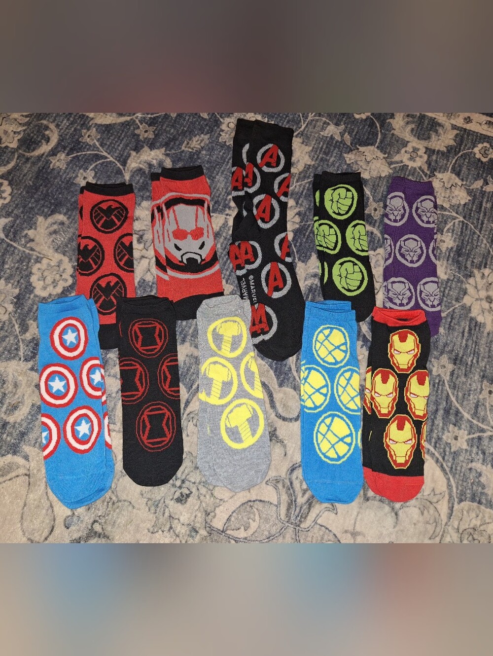 Marvel Mens Super Hero Socks Novelty Fits Shoe Size 6- 12